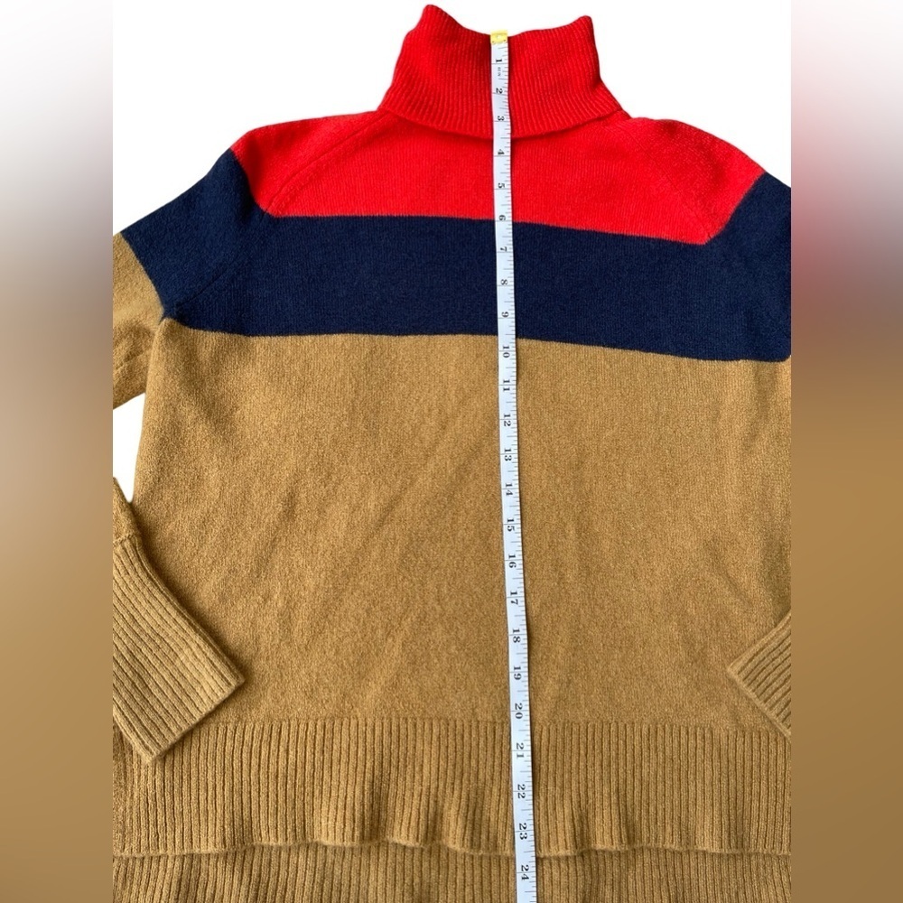 J.Crew Colorblock Turtleneck Sweater Camel Navy Red - Size XS - Picture 6 of 11